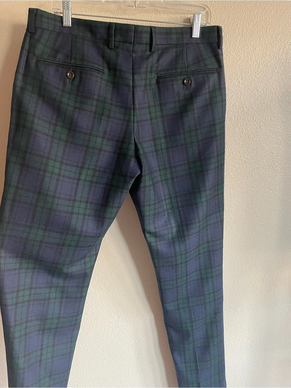 J. Crew Bowery - Navy & Green Plaid Tailored Dress Pants Wool size men’s 32/32